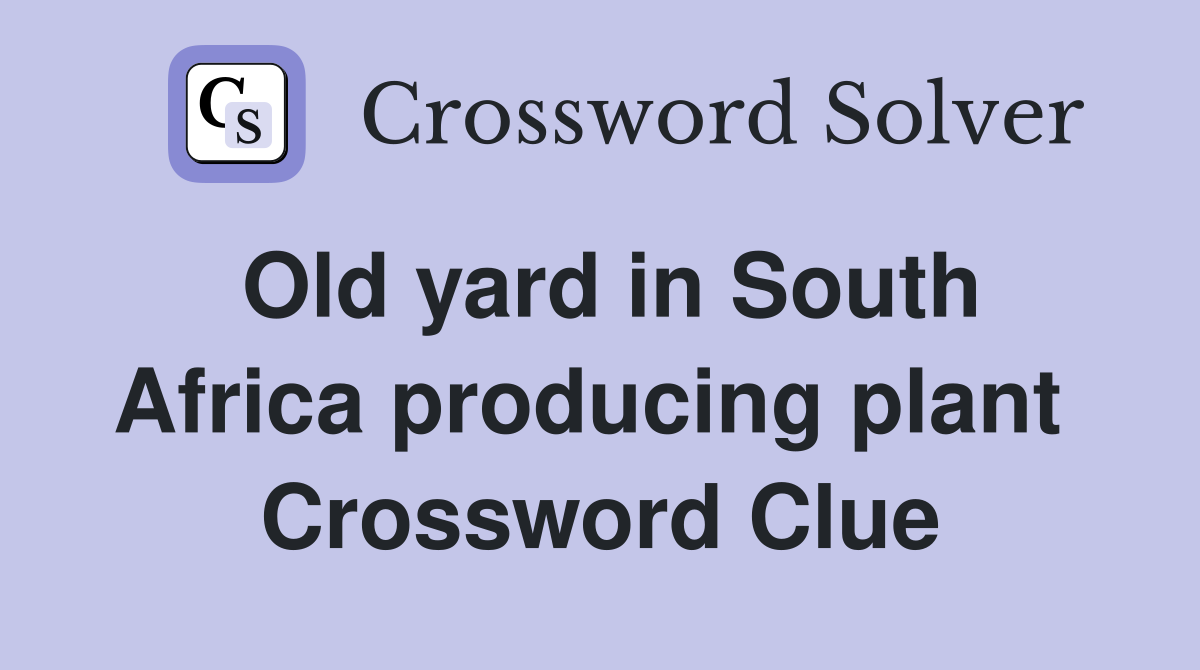 Old yard in South Africa producing plant  Crossword Clue