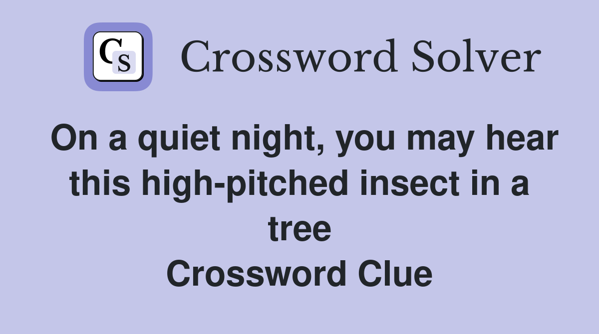 On a quiet night, you may hear this high-pitched insect in a tree Crossword Clue