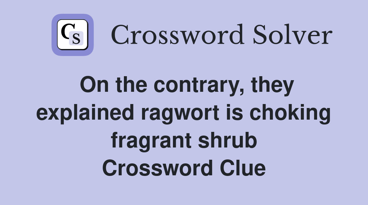 On the contrary, they explained ragwort is choking fragrant shrub Crossword Clue