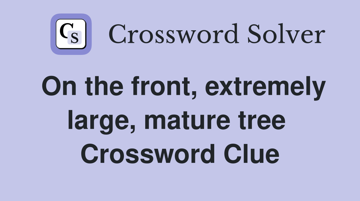 On the front, extremely large, mature tree  Crossword Clue
