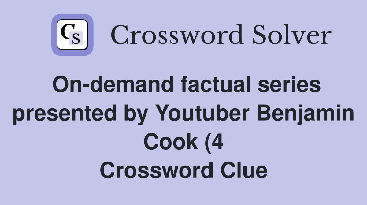 On demand factual series presented by Youtuber Benjamin Cook (4 On demand factual series presented by Youtuber Benjamin Cook (4