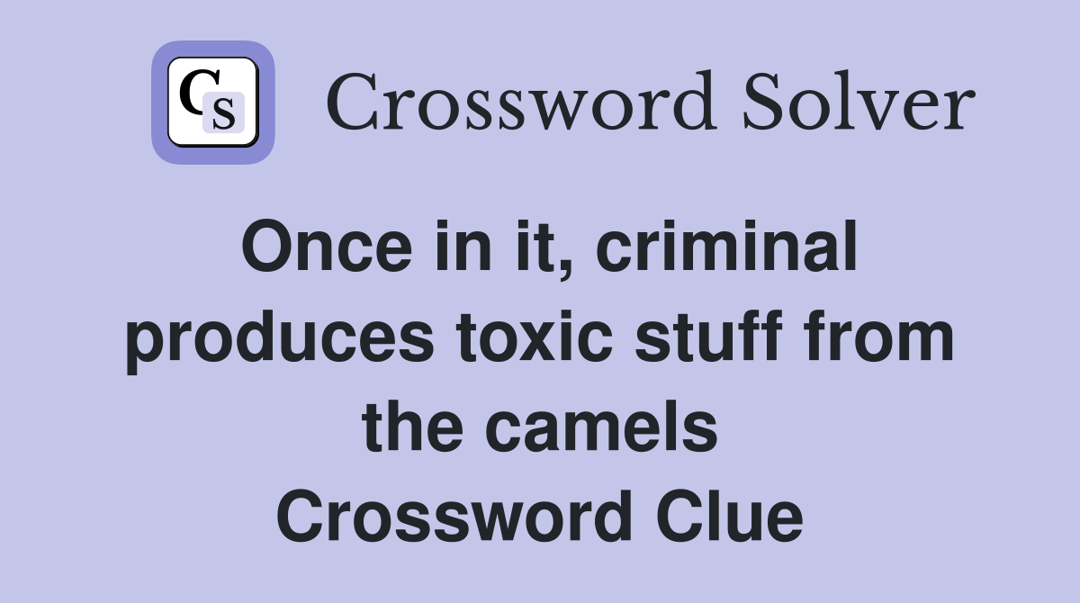 Once in it, criminal produces toxic stuff from the camels Crossword Clue