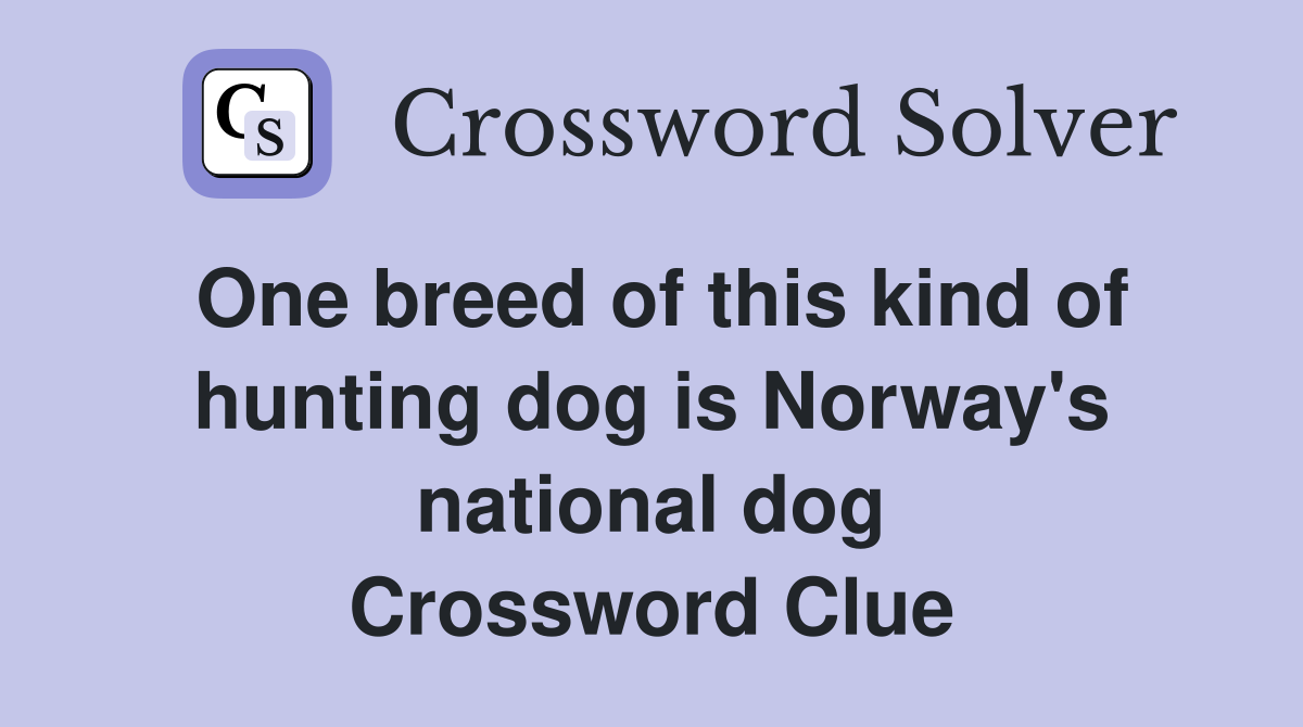 One breed of this kind of hunting dog is Norway's national dog Crossword Clue