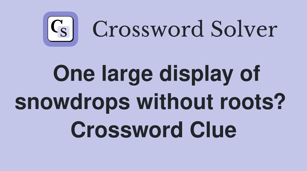 One large display of snowdrops without roots?  Crossword Clue
