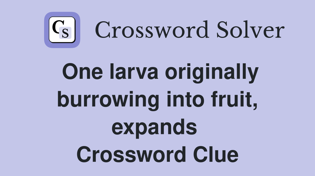 One larva originally burrowing into fruit, expands  Crossword Clue