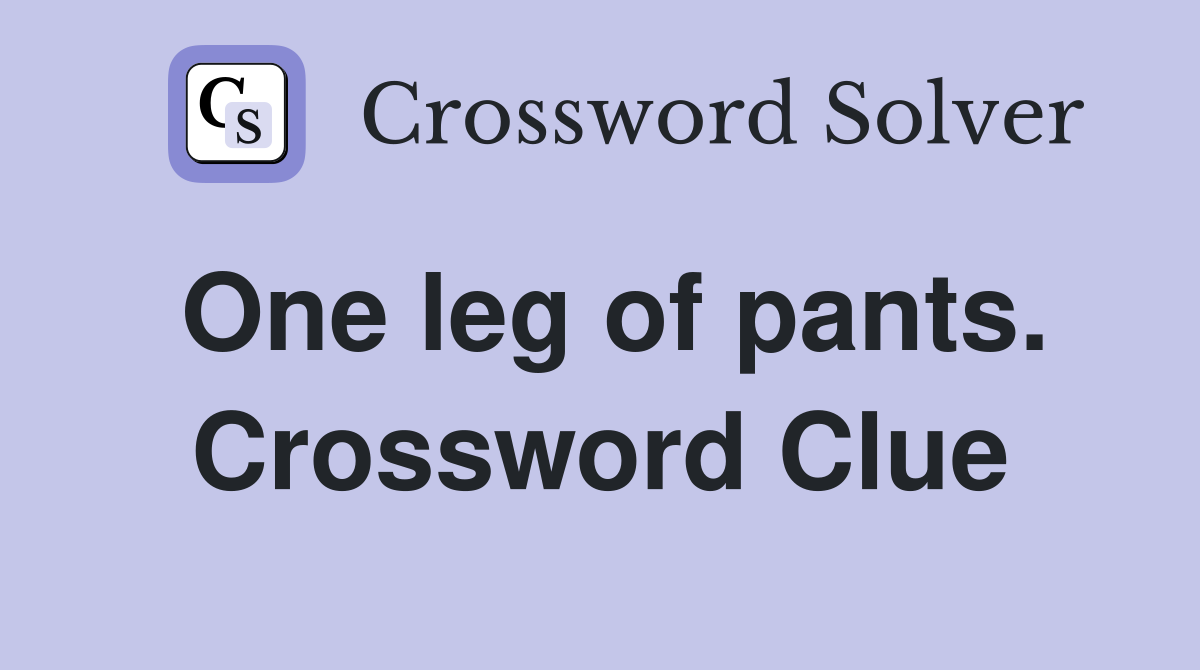 One leg of pants. Crossword Clue