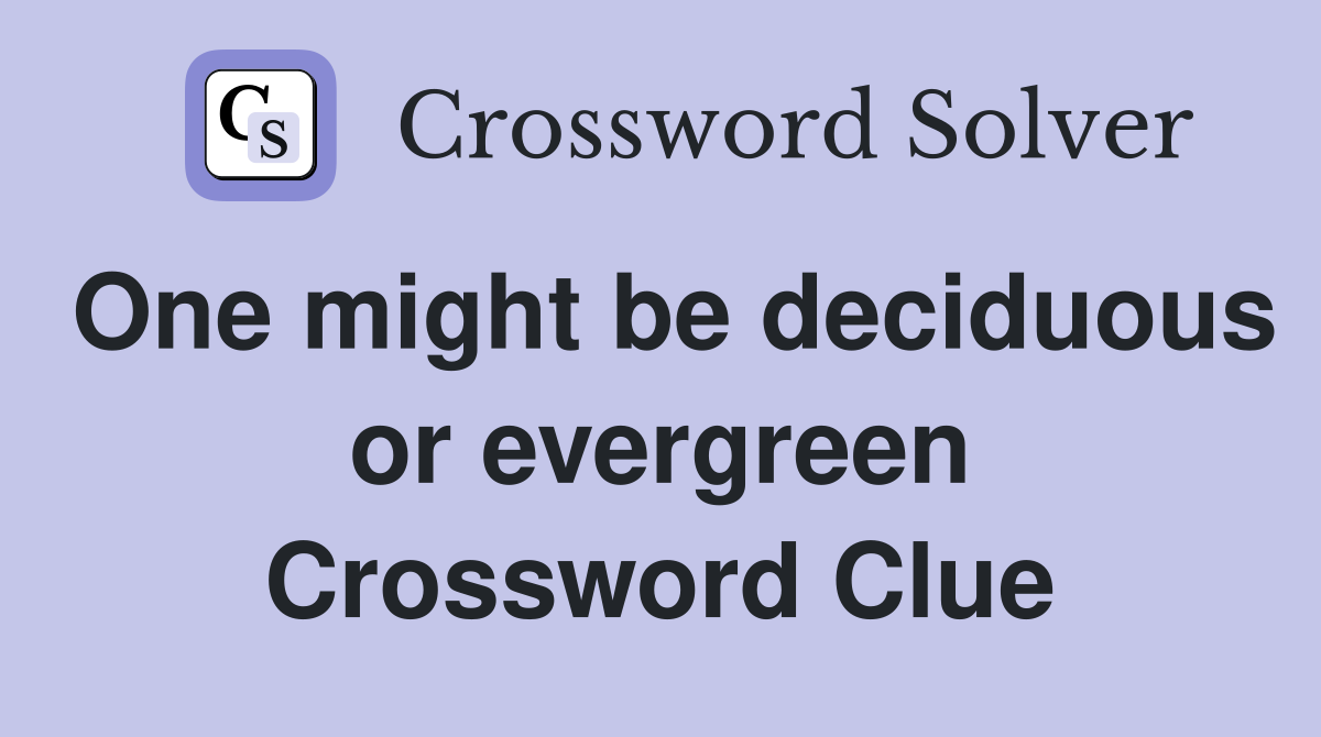 One might be deciduous or evergreen Crossword Clue