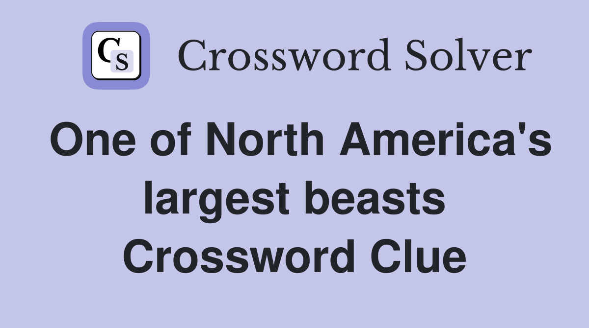 One of North America's largest beasts Crossword Clue