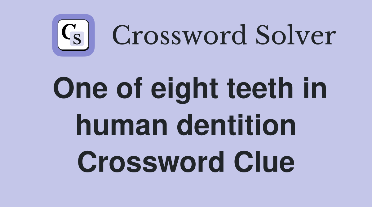 One of eight teeth in human dentition Crossword Clue