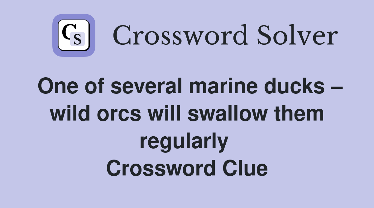 One of several marine ducks – wild orcs will swallow them regularly  Crossword Clue