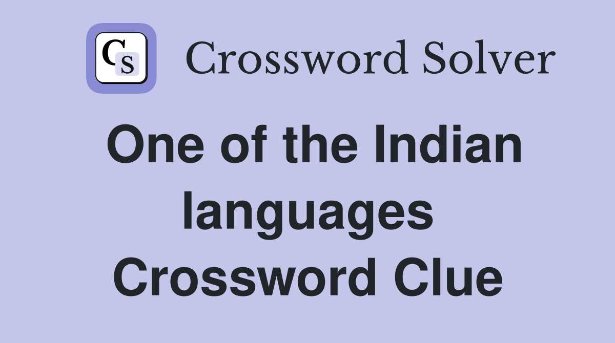 One of the Indian languages Crossword Clue