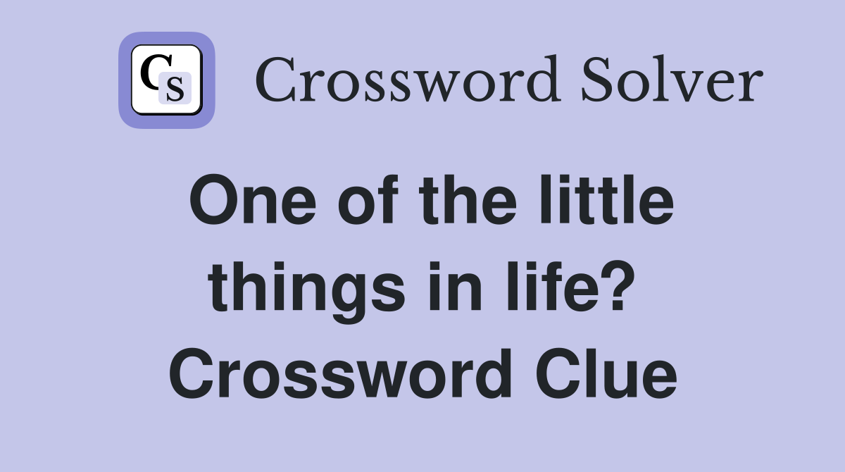 One of the little things in life? Crossword Clue