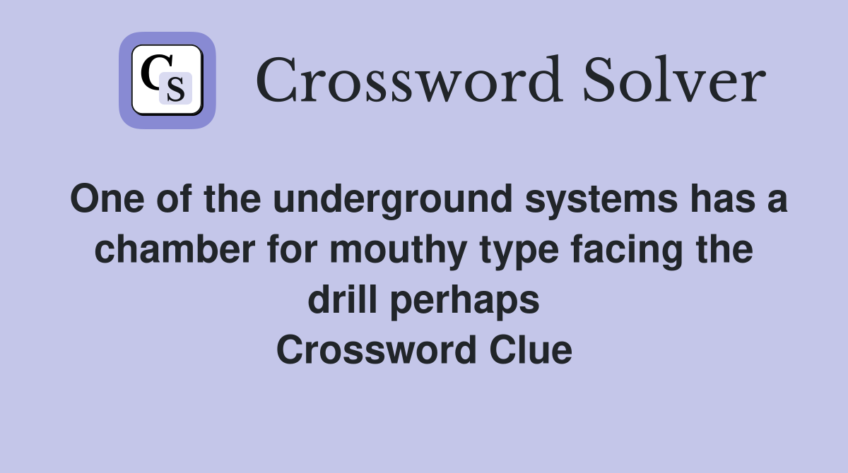 One of the underground systems has a chamber for mouthy type facing the drill perhaps Crossword Clue