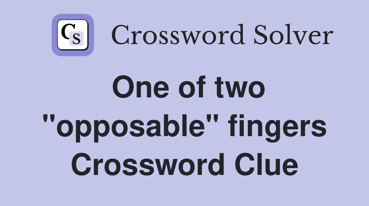 One of two "opposable" fingers Crossword Clue