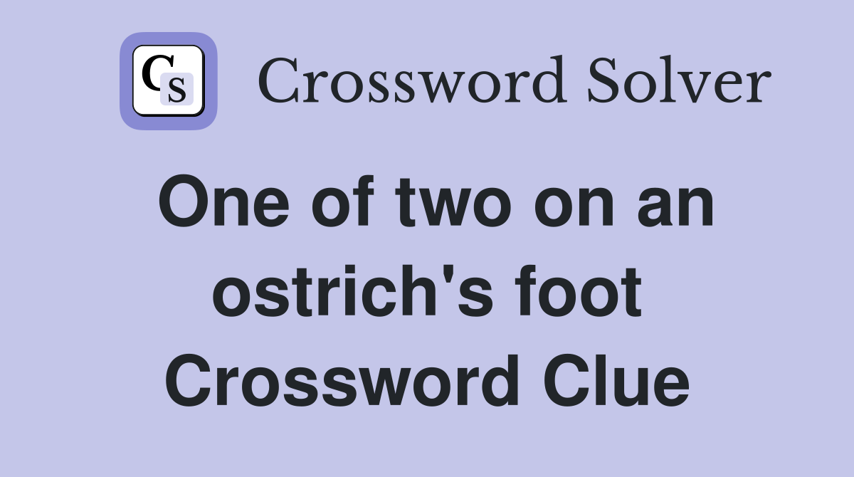 One of two on an ostrich's foot Crossword Clue