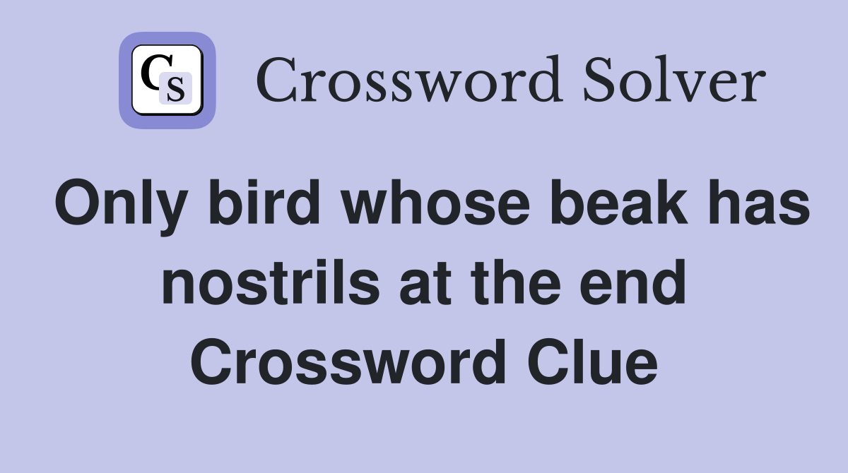 Only bird whose beak has nostrils at the end Crossword Clue