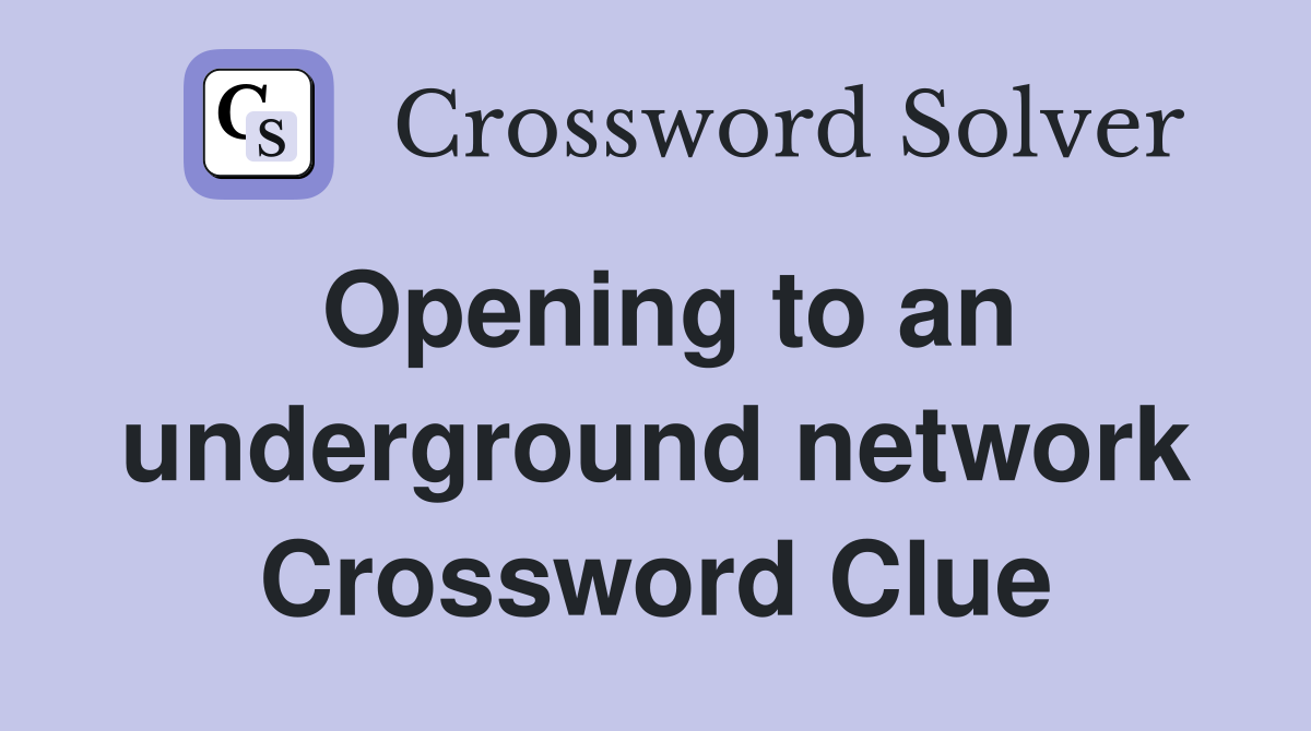 Opening to an underground network Crossword Clue
