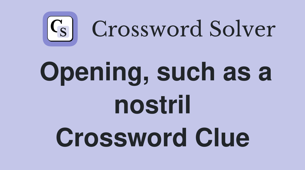 Opening, such as a nostril Crossword Clue