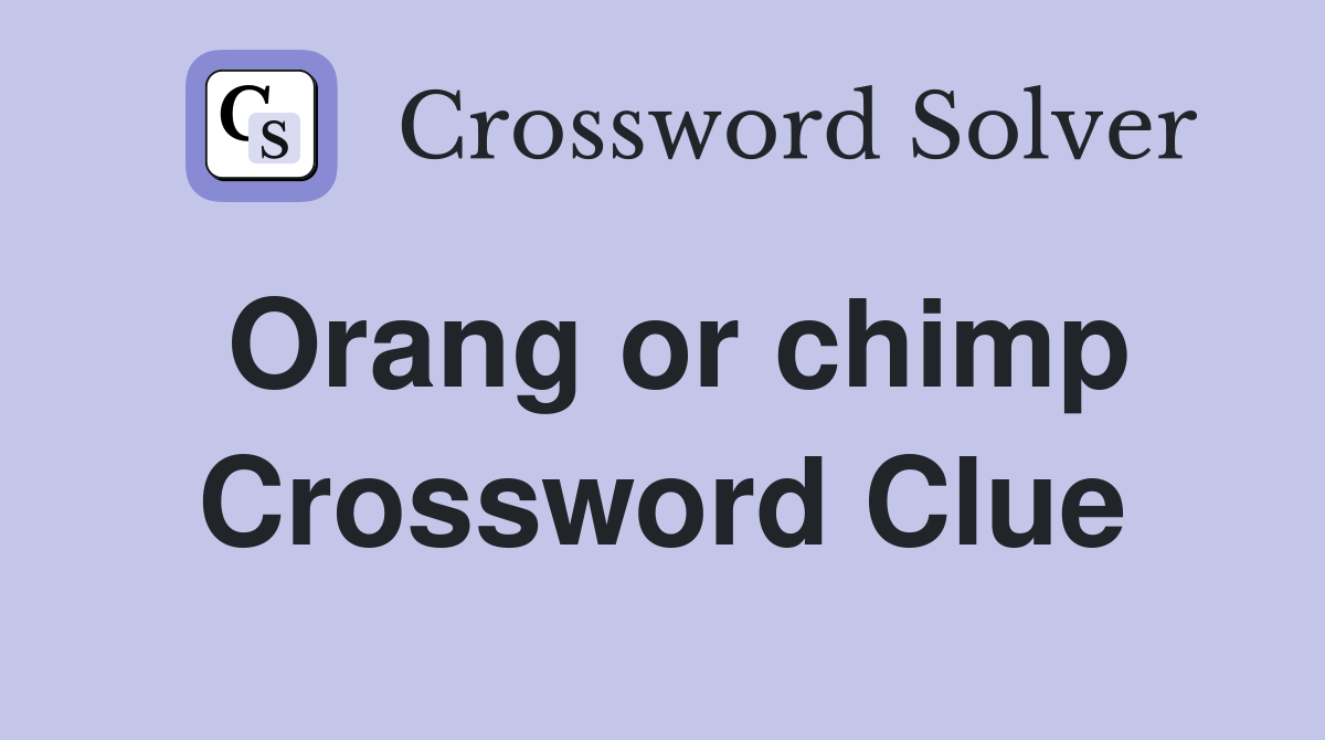 Orang or chimp Crossword Clue