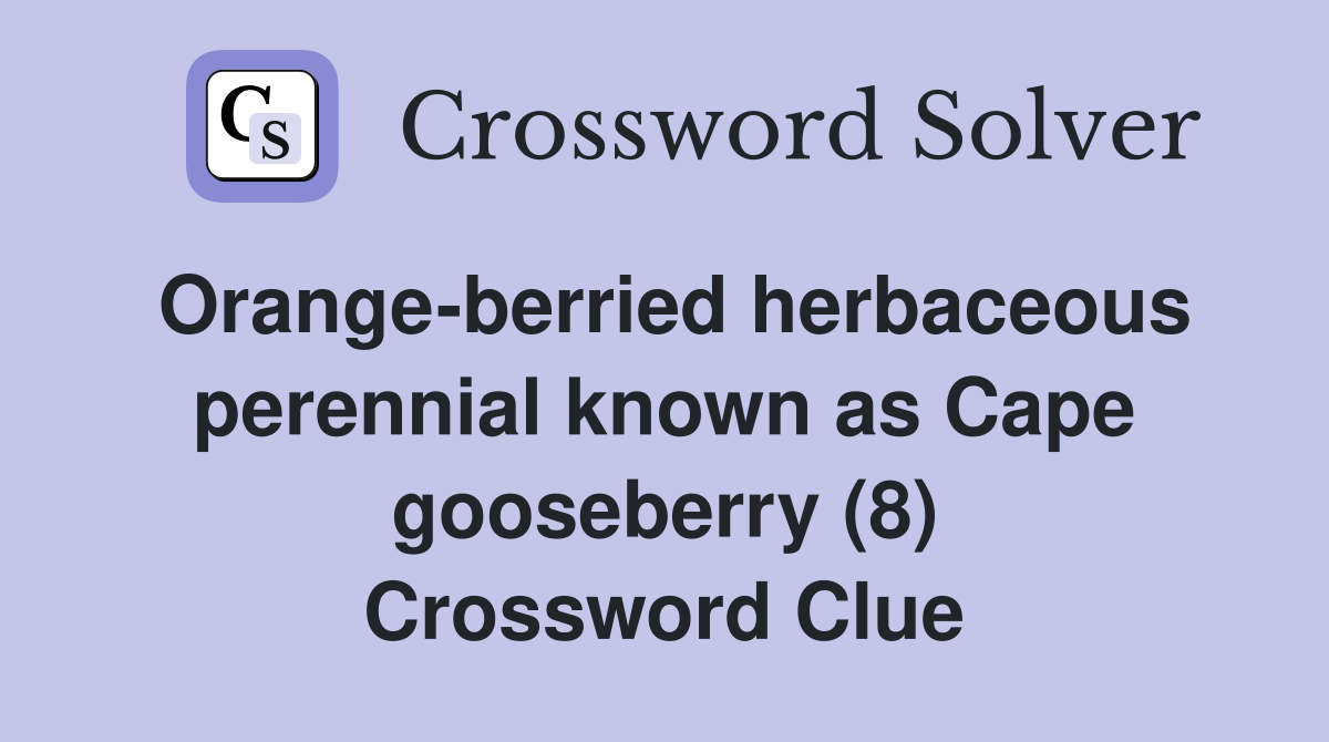 Orange-berried herbaceous perennial known as Cape gooseberry (8) Crossword Clue