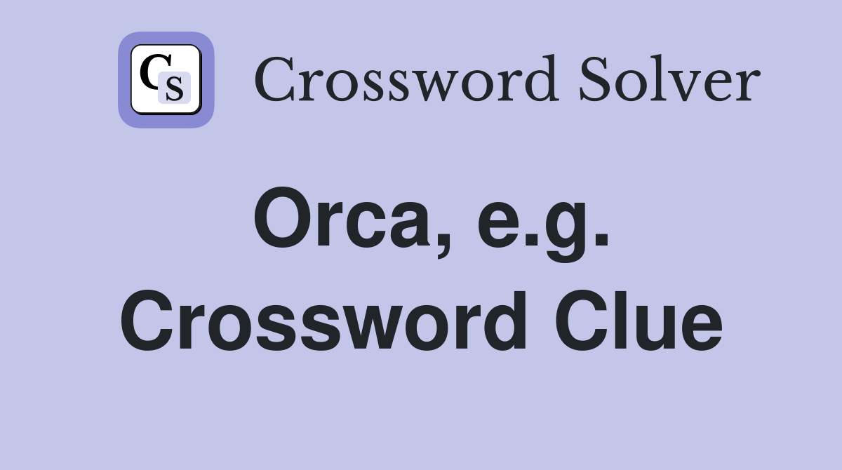 Orca, e.g. Crossword Clue