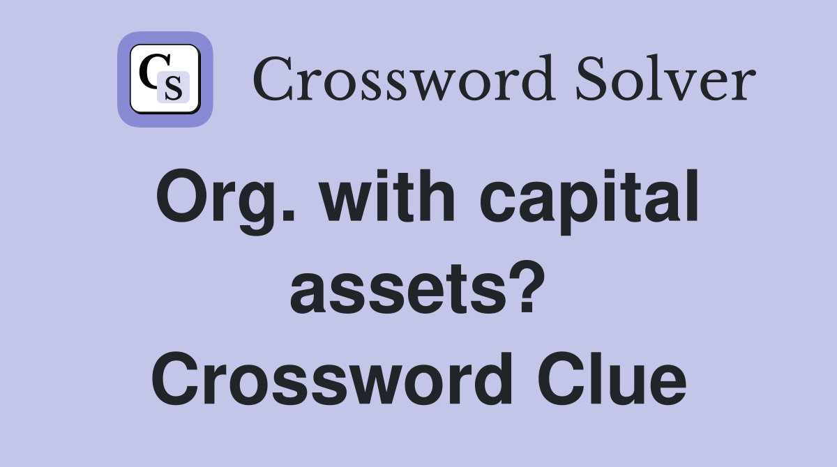 Org. with capital assets? Crossword Clue