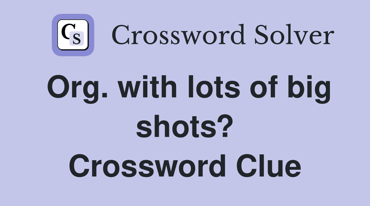 Org. with lots of big shots? Crossword Clue