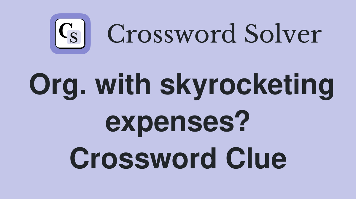 Org. with skyrocketing expenses? Crossword Clue