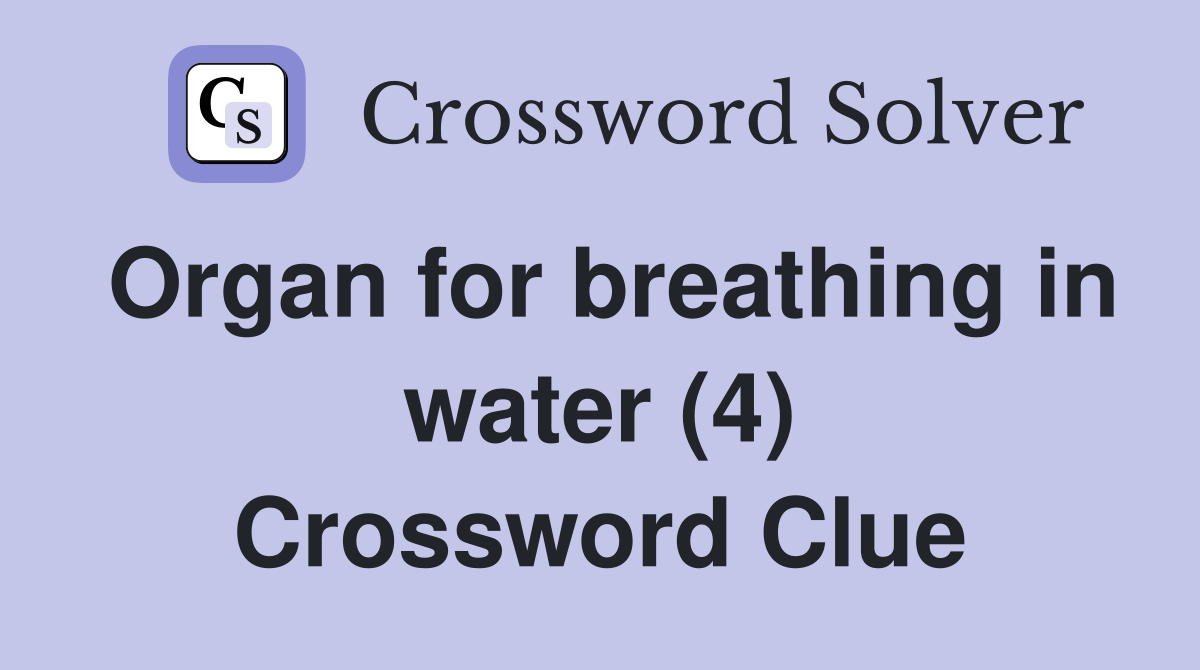 Organ for breathing in water (4) Crossword Clue