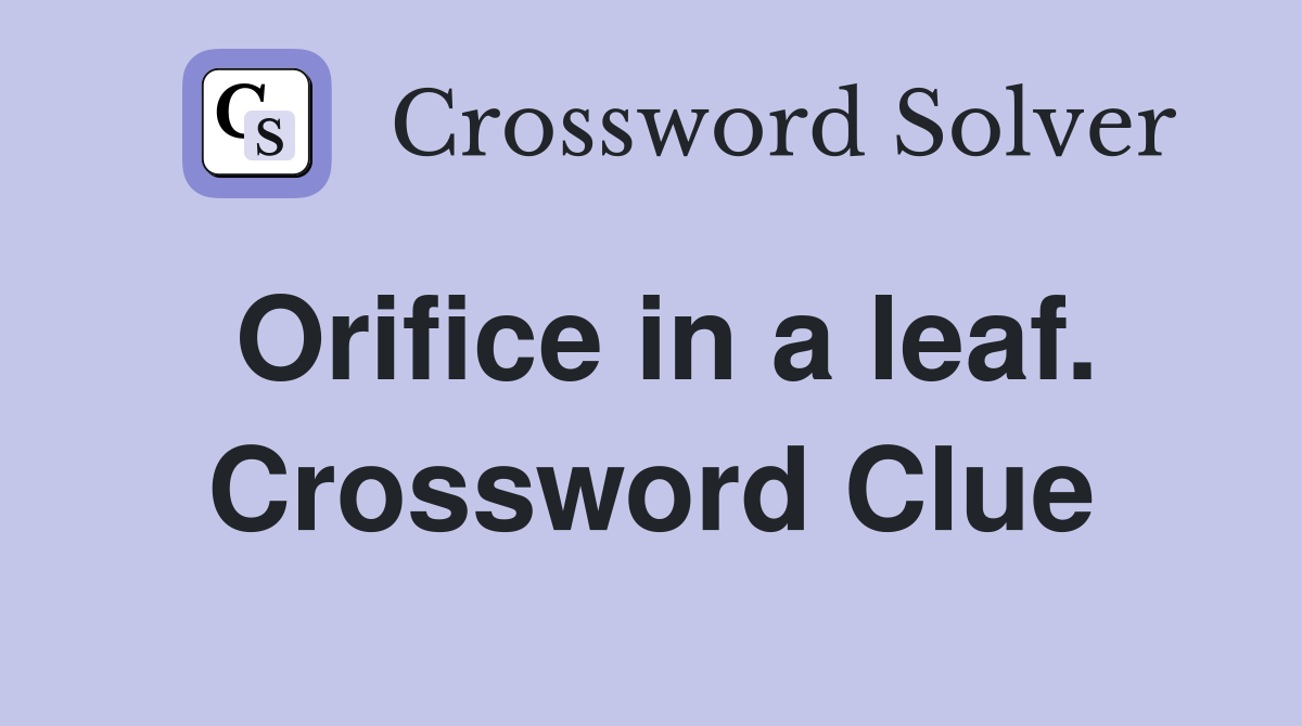 Orifice in a leaf. Crossword Clue