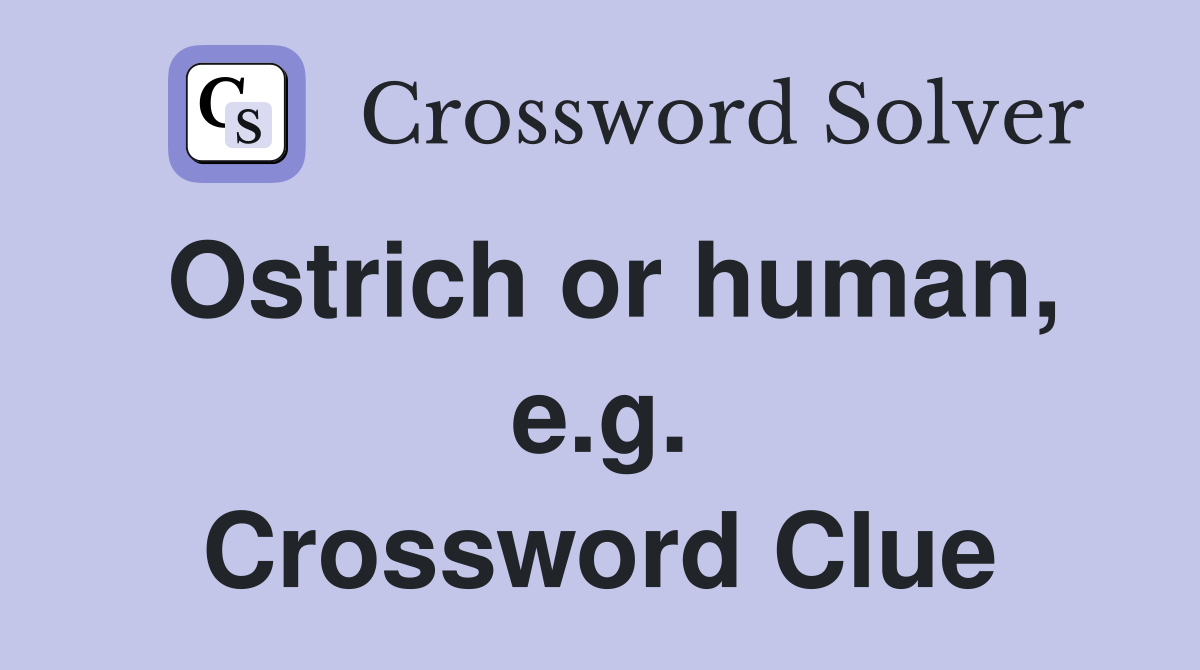 Ostrich or human, e.g. Crossword Clue