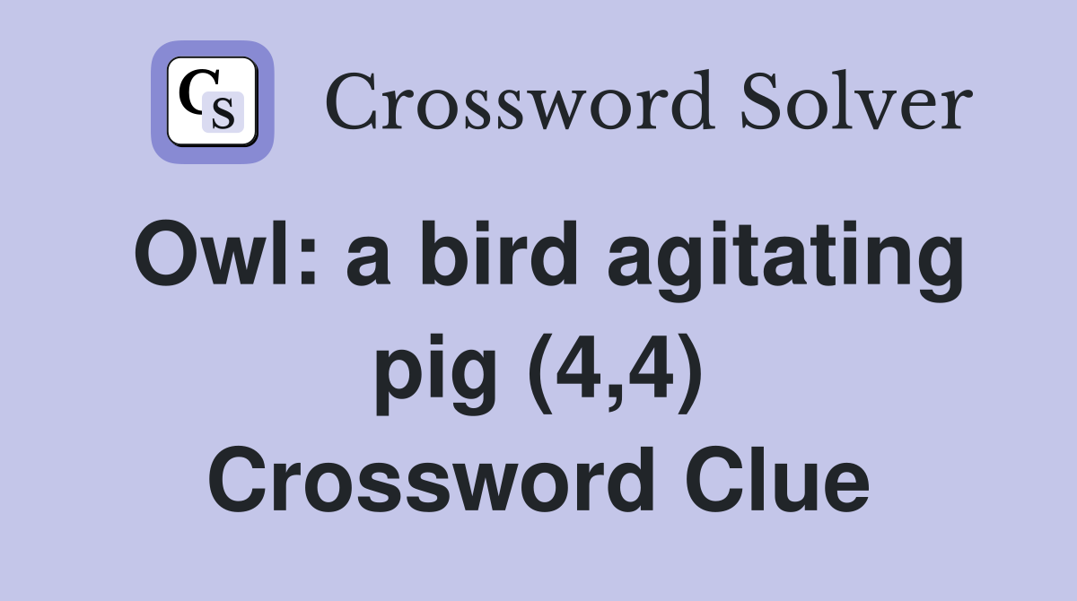 Owl: a bird agitating pig (4,4) Crossword Clue