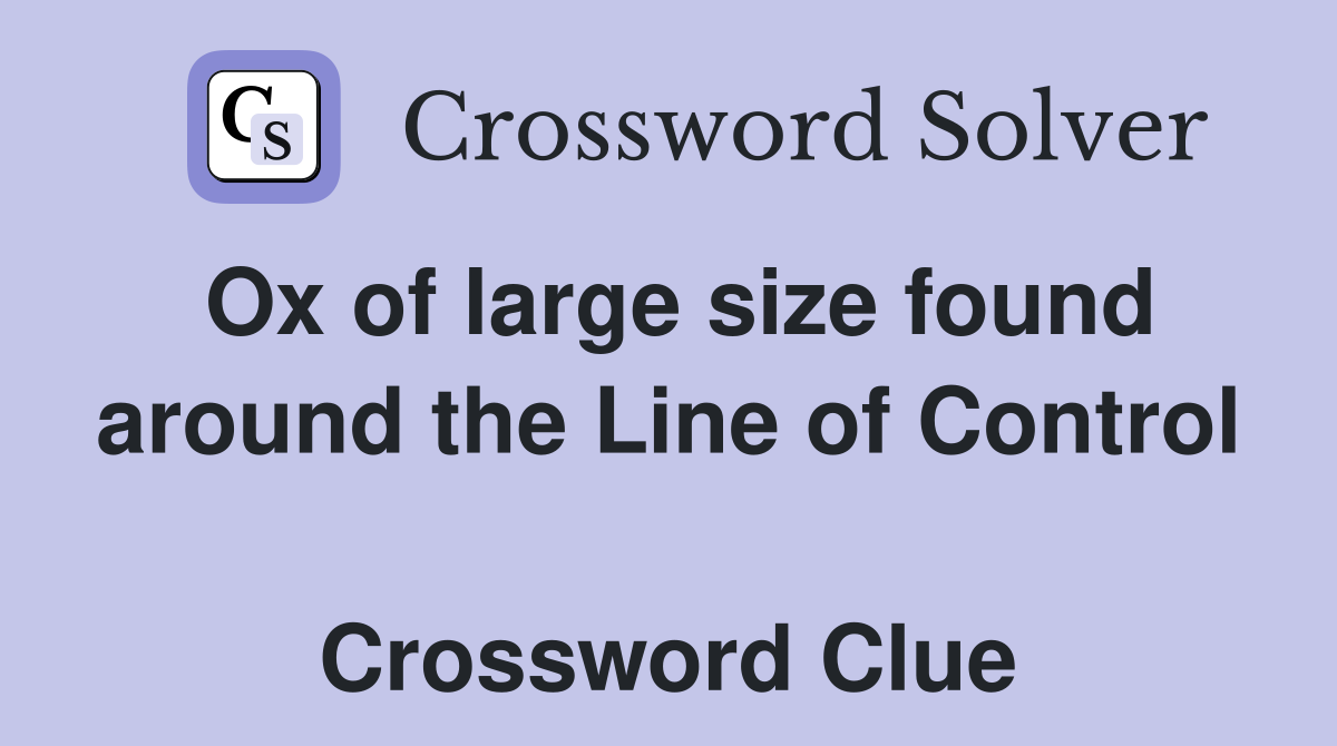 Ox of large size found around the Line of Control  Crossword Clue