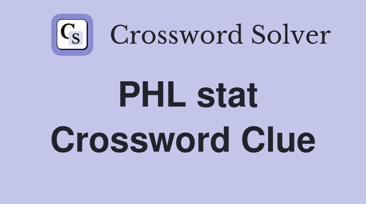 PHL stat Crossword Clue