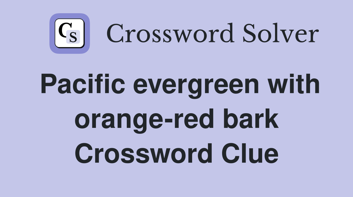 Pacific evergreen with orange-red bark Crossword Clue