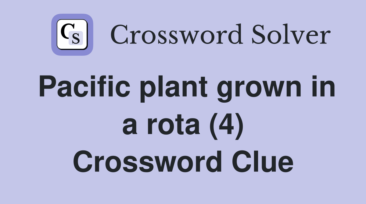 Pacific plant grown in a rota (4) Crossword Clue