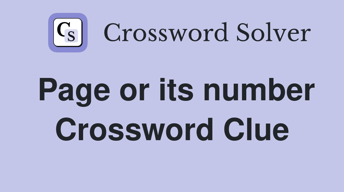 Page or its number Crossword Clue