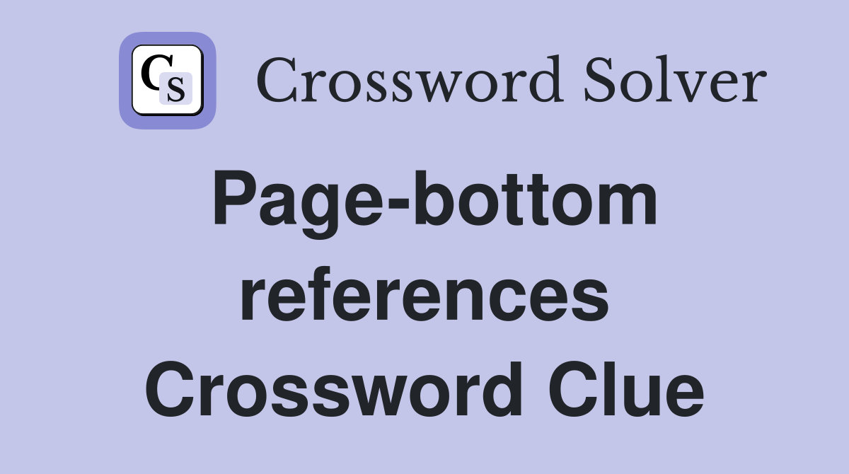 Page-bottom references Crossword Clue