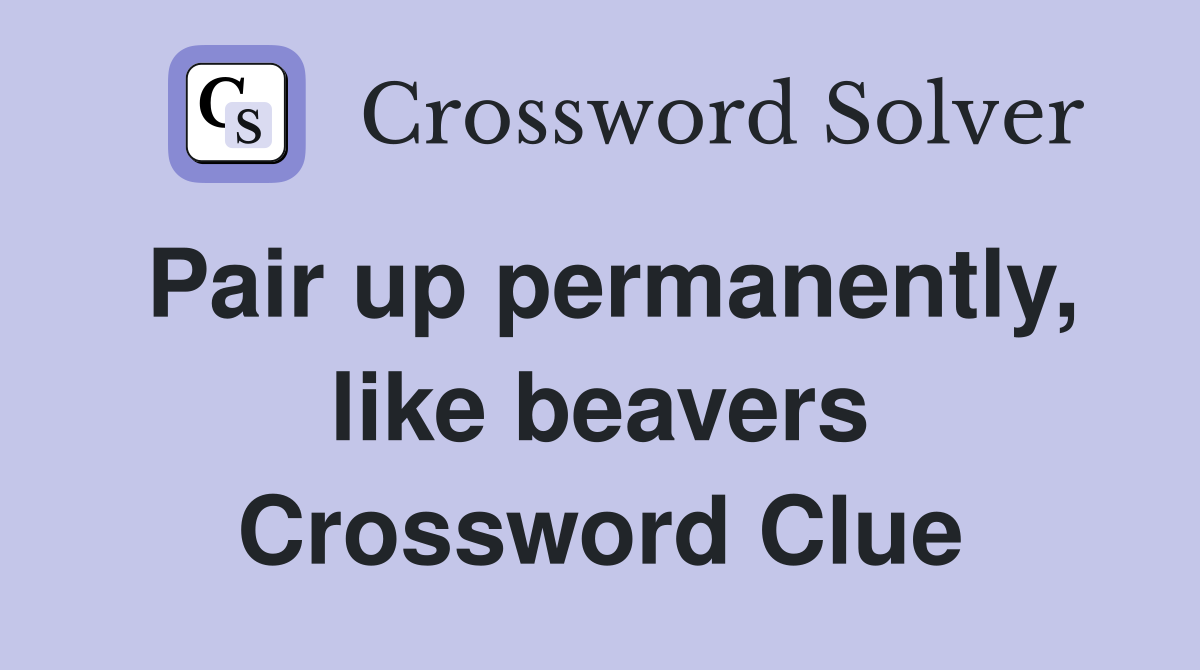 Pair up permanently, like beavers Crossword Clue