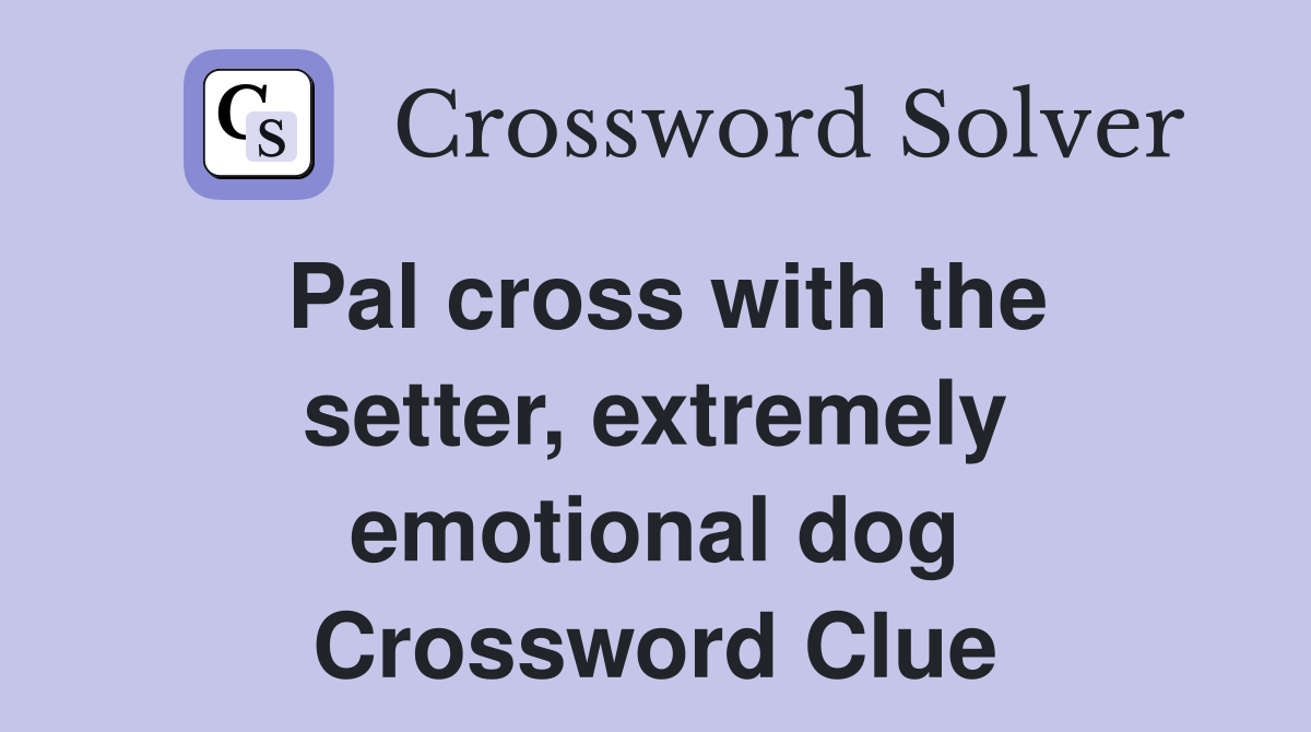 Pal cross with the setter, extremely emotional dog Crossword Clue