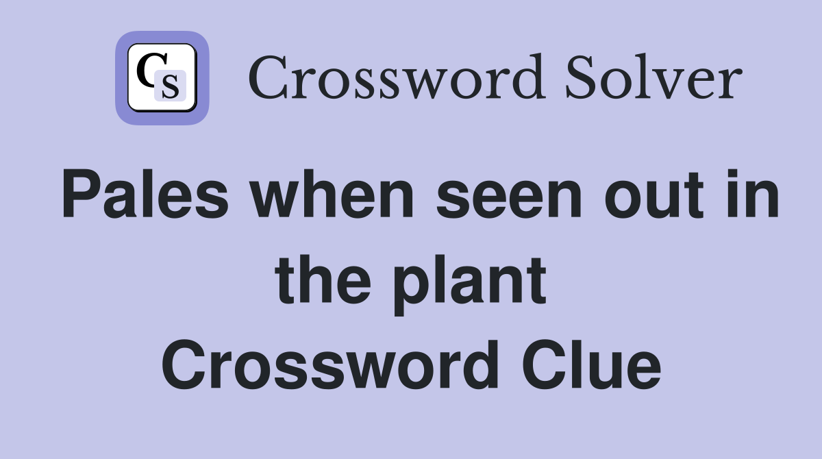 Pales when seen out in the plant Crossword Clue