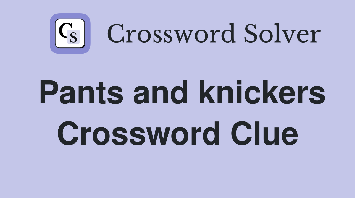Pants and knickers Crossword Clue