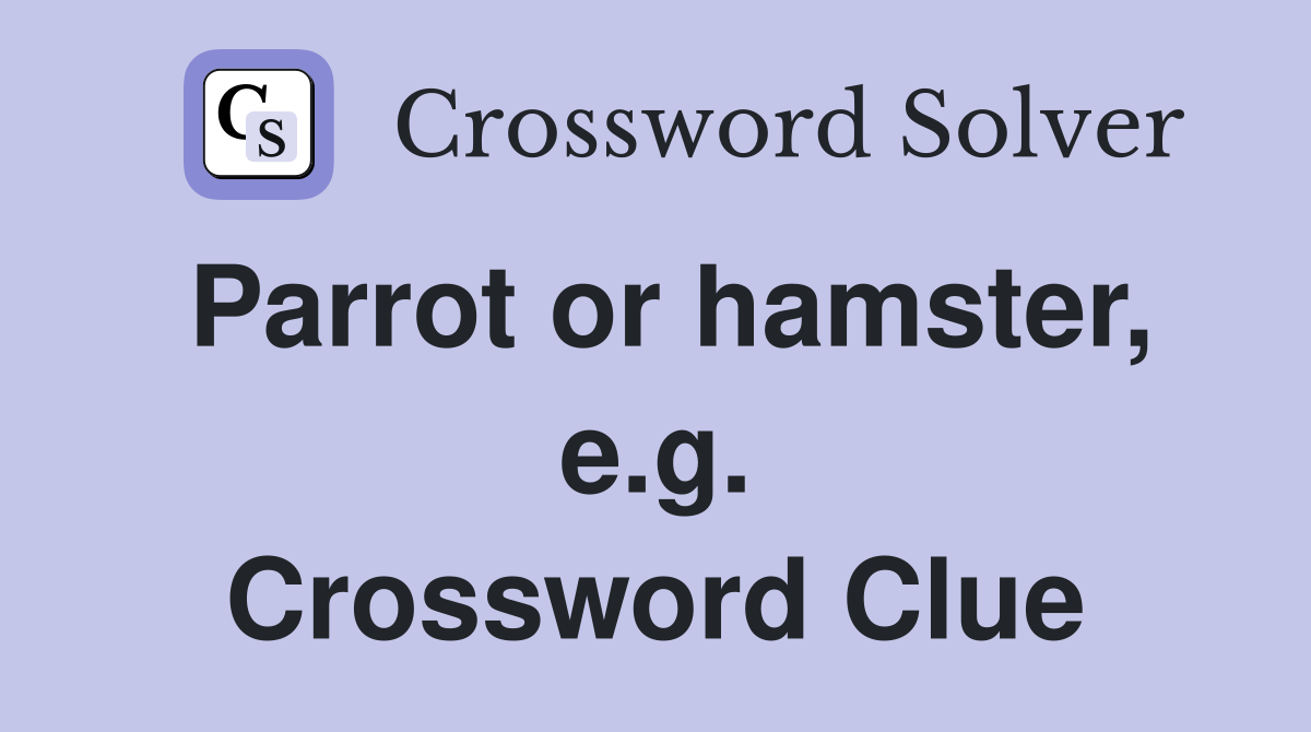 Parrot or hamster, e.g. Crossword Clue