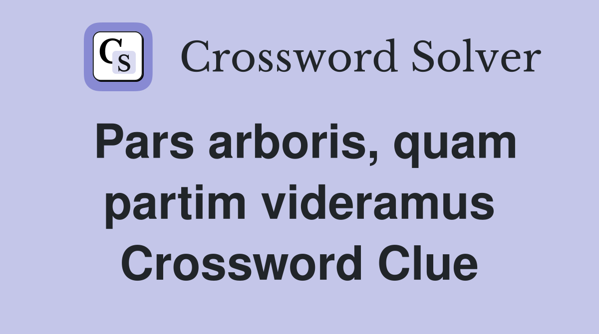 Pars arboris, quam partim videramus Crossword Clue