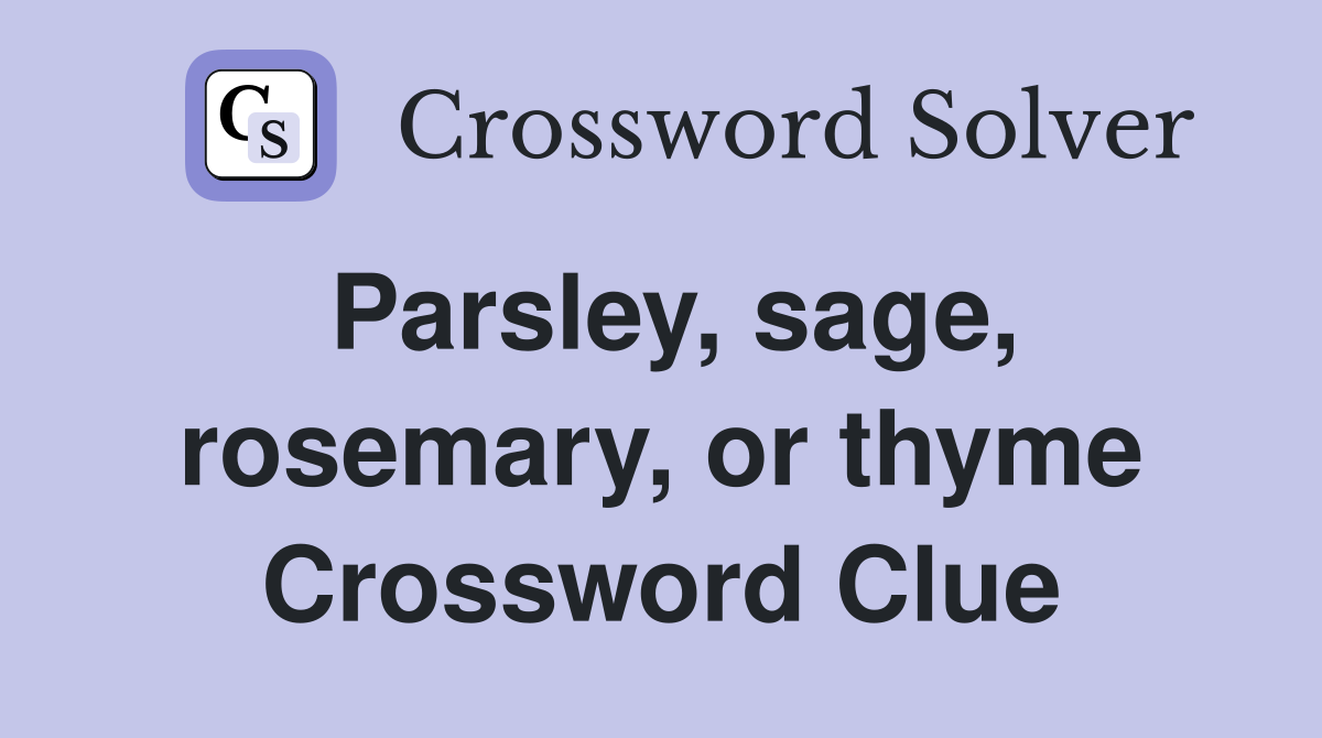 Parsley, sage, rosemary, or thyme Crossword Clue