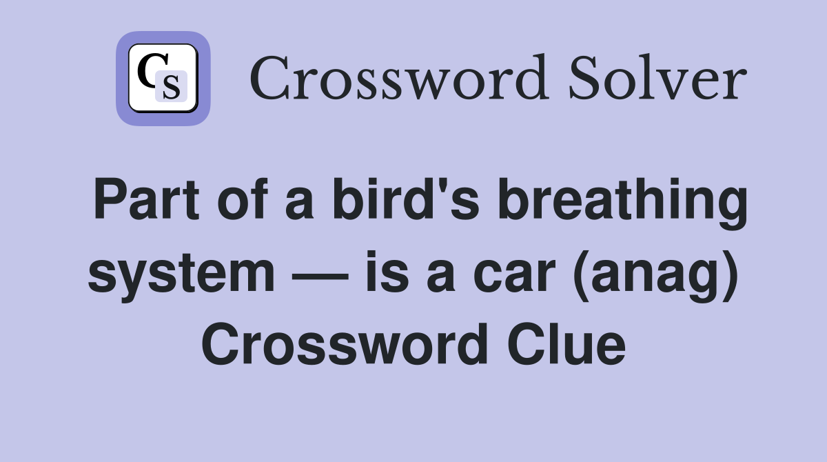 Part of a bird's breathing system — is a car (anag) Crossword Clue