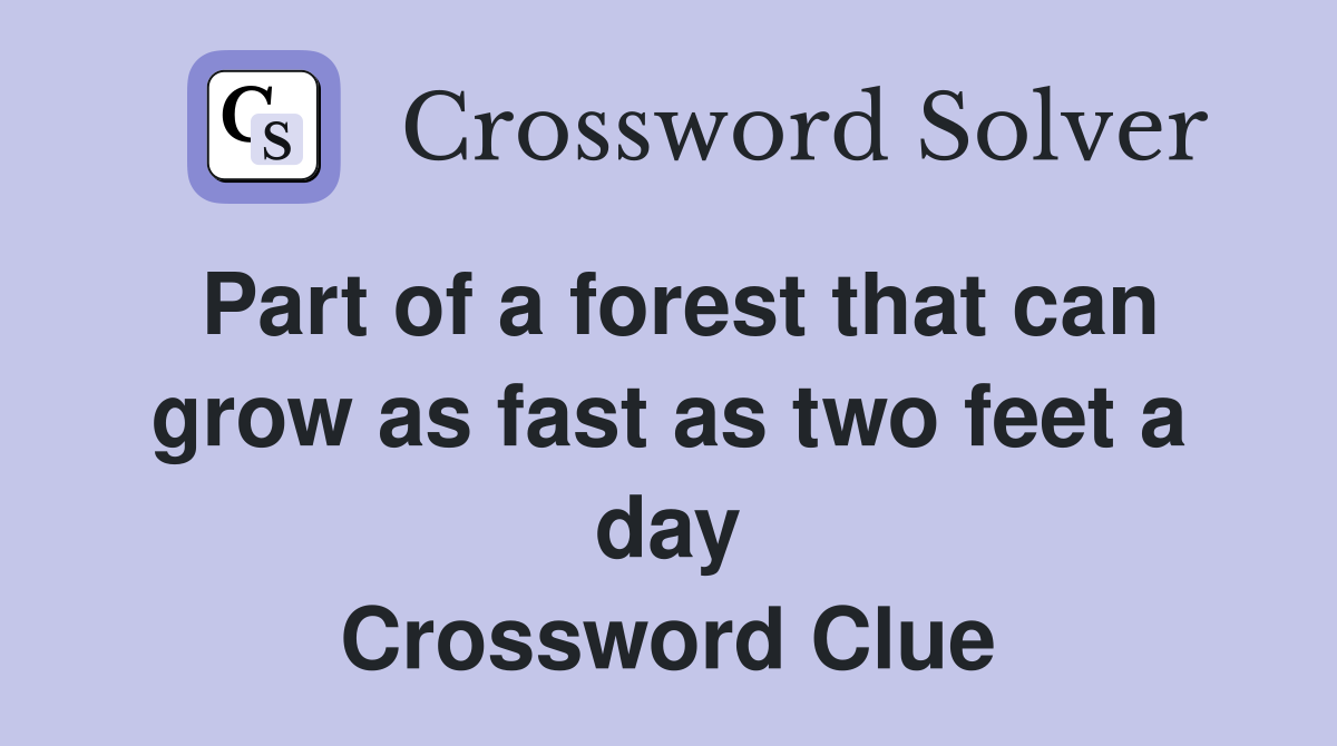Part of a forest that can grow as fast as two feet a day Crossword Clue