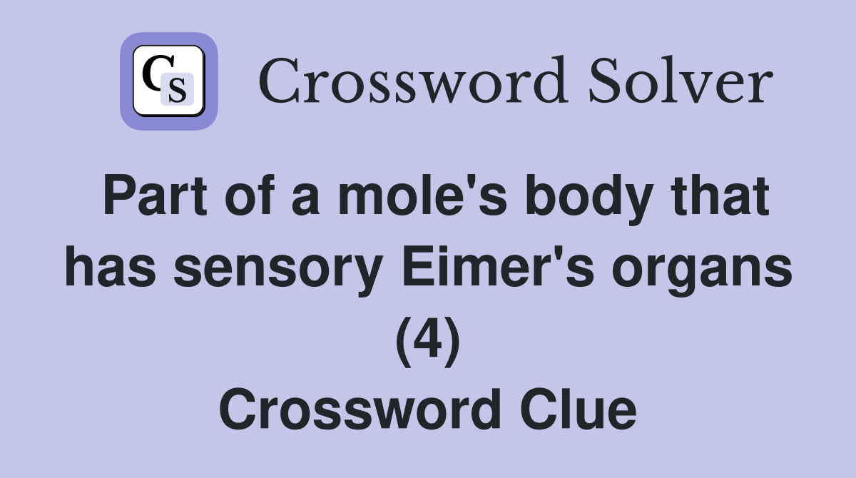 Part of a mole's body that has sensory Eimer's organs (4) Crossword Clue