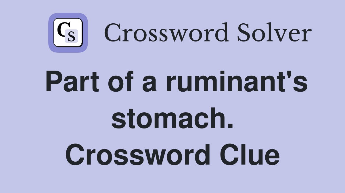 Part of a ruminant's stomach. Crossword Clue