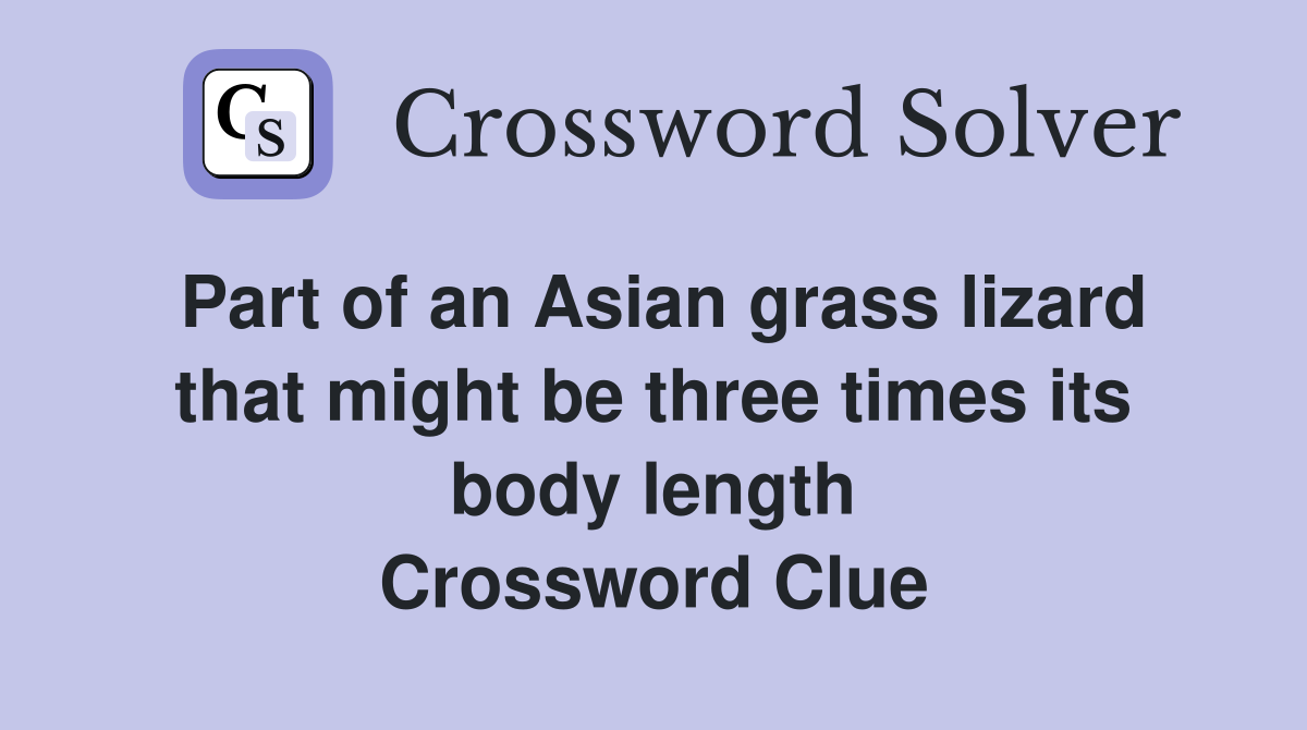 Part of an Asian grass lizard that might be three times its body length Crossword Clue